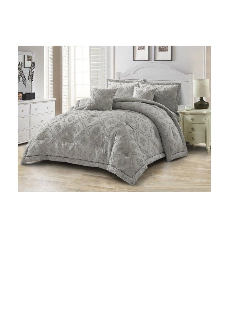 BAIG 6 Pieces set King Size Embroidery Warm Cotton Comforter Set with Thickened Fiber Filling, Duvet(220*240 cm) fitted bedsheet(200x200*30cm) 