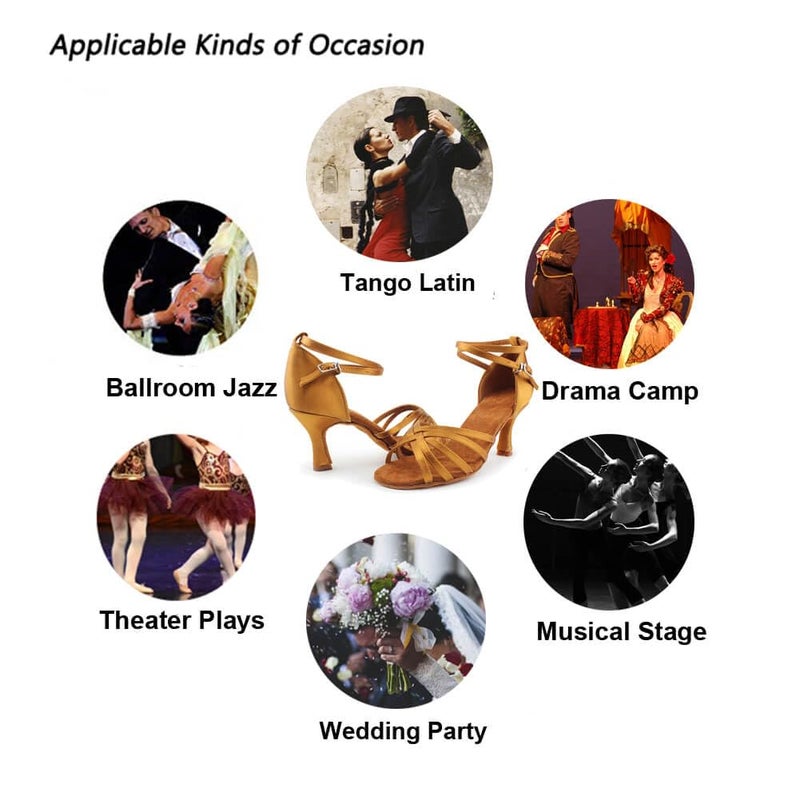 MSMAX Women's Practice Ballroom Dancing Shoes Indoor Performance Latin Dance Shoes for Woman Tan 6.5 M US Women - Image 5