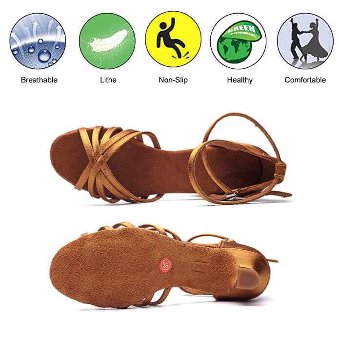 MSMAX Women's Practice Ballroom Dancing Shoes Indoor Performance Latin Dance Shoes for Woman Tan 6.5 M US Women - Image 4
