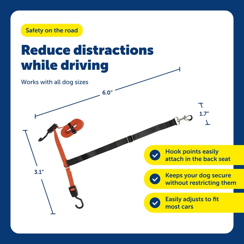 PetSafe Happy Ride Dog Zipline - Secure Backseat Mobility Dog Travel Restraint - Decreases Driver Distraction - Adjustable Strap & Quick-Release Tether Clips - Tool-Free Installation - Image 5