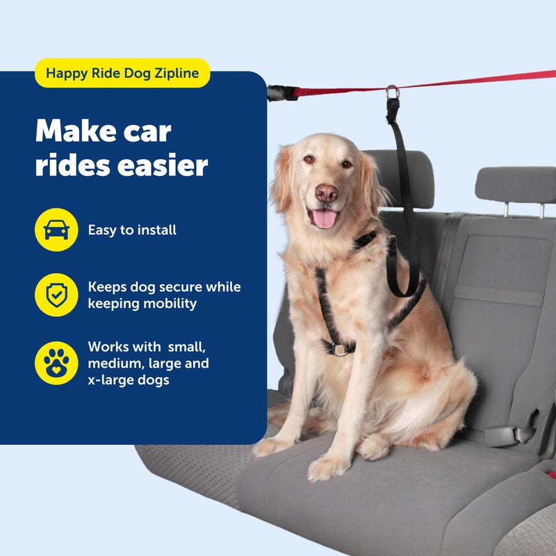 PetSafe Happy Ride Dog Zipline - Secure Backseat Mobility Dog Travel Restraint - Decreases Driver Distraction - Adjustable Strap & Quick-Release Tether Clips - Tool-Free Installation - Image 4