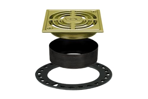 Schluter KerdiDrain Contour Shower Grate Kit with Integrated Slope Bonding Flange Ideal for Tile Showers 4 Grate Size Square Brushed Brass Anodized Finish KD4GRKAMGB