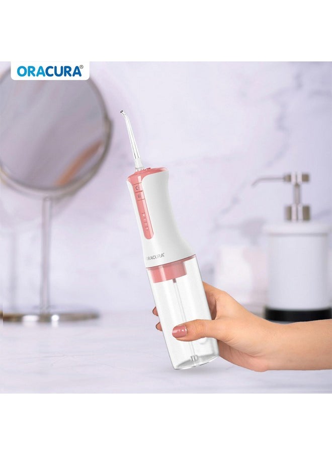 ORACURA® OC300 LITE Smart Pro Water Flosser® Peach | 365 Days Warranty | 4 Modes | Micro-Bubble Technology | 2 Nozzle Tips | 4 Vibrant Colours | 300ml Water Tank