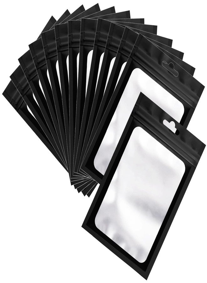 Arsmat 100 Pcs Resealable Mylar Bags, Sealable Odor Proof Foil Pouch Bag with Clear Window, Small Bussiness Packaging Supplies (Black, 4 X 6 Inch) - Image 1
