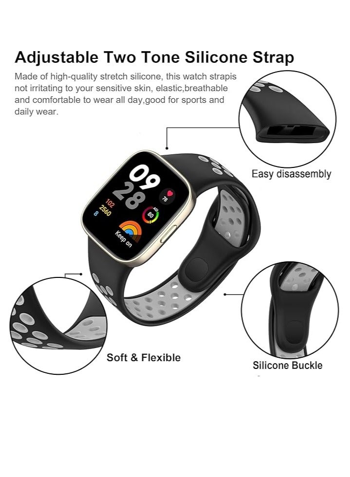 Strap For Xiaomi Redmi Watch 3 / Xiaomi Mi Watch Lite 3, [Breathable] Soft Silicone Strap, Two Tone Band, Silicone Replacement Strap - Image 3