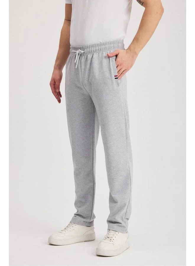 Mmetalic  Gray Men's Daily Sweatpants with Zippered Pockets, Embroidered Details, Straight Leg and Relaxed Fit. for Men | Best Price UAE
