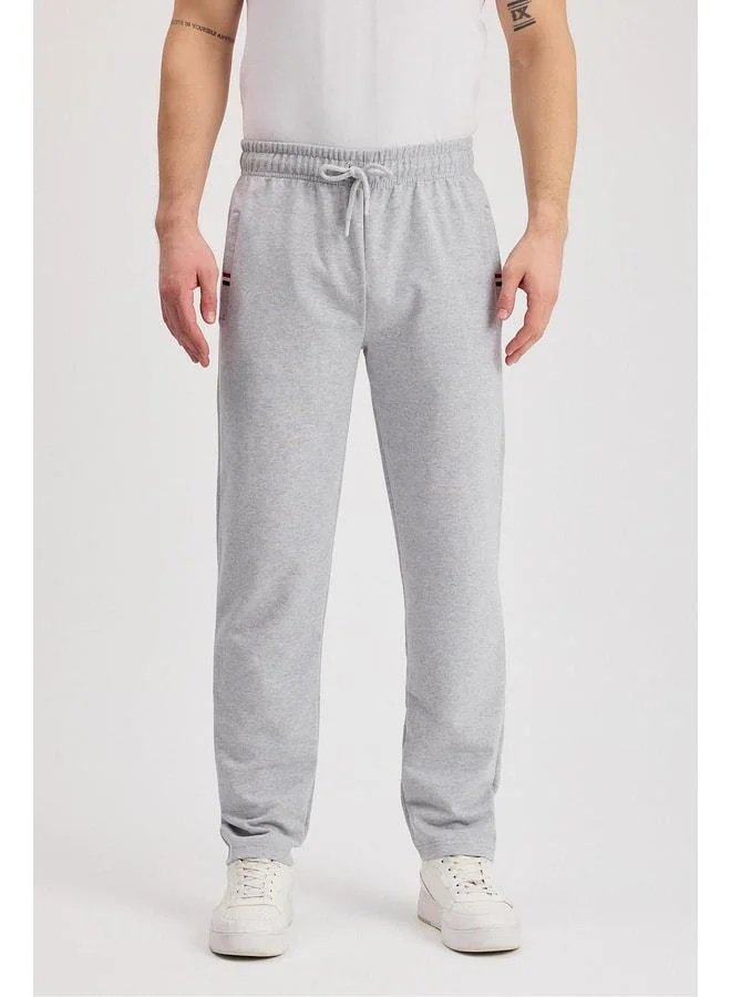 Gray Men's Daily Sweatpants with Zippered Pockets, Embroidered Details, Straight Leg and Relaxed Fit.