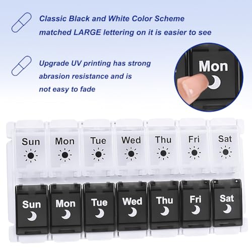 HRX Package Pill Organizer 2 Times a Day, Easy Fill & Open Weekly Medicine Box Vitamin Cases for 7 Day AM PM - Image 4