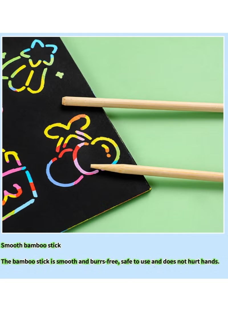 Scratch Art Children's Colorful DIY Scratch Painting Creative Graffiti Scratch Books Kindergarten Art Scratch Paper Fun  Scratch Art Books Set Creative Gift,Rainbow Magic Scratch Paper for Kids (4 books with Wooden Pen) - Image 5