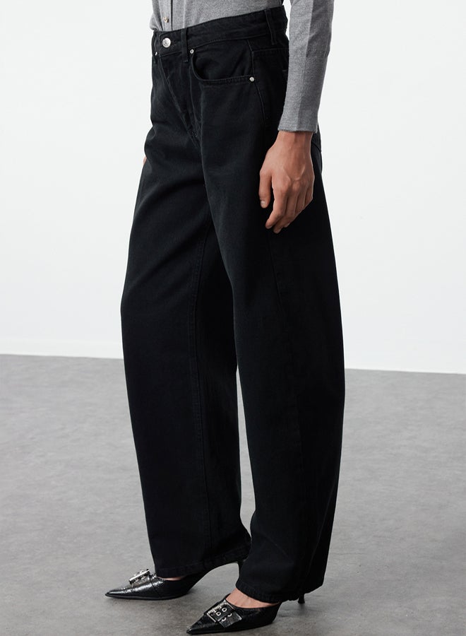 trendyol Black High Waist Barrel Baggy Jeans TWOAW25JE00130 - Image 4