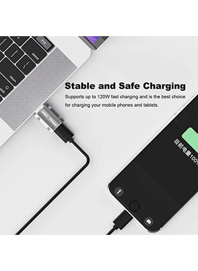 Excefore Usb C To Usb Adapter 2Pcs Zinc Alloy Shell Super Fast Charge 120W Converter Usb 3.0 Male To Usb Type C Female Converter For Watch Ipad Iphone Airpods Pc Laptop Charger Etc  - Image 3