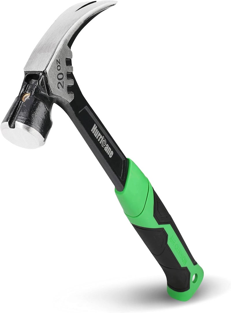 Hurricane مطرقة مخلب 20 أونصة مع حامل مسمار مغناطيسي، مطرقة مخلب مستقيمة مع مقبض ممتص للصدمات، مطرقة مصنوعة من قطعة واحدة ثقيلة-duty - Image 1