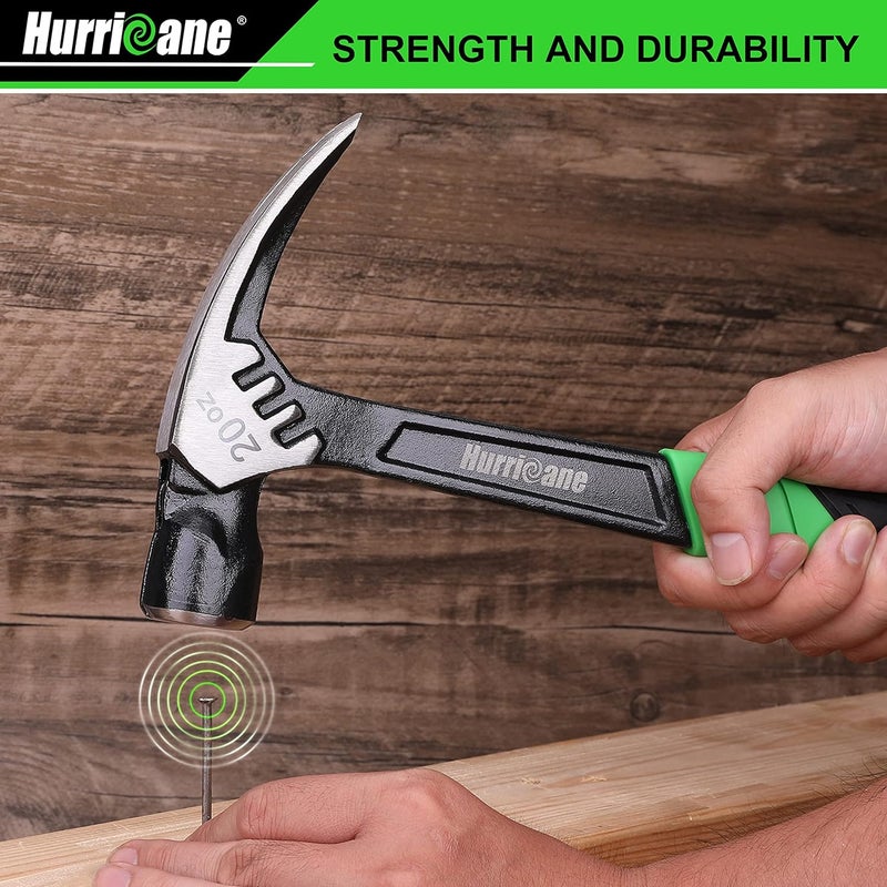 Hurricane مطرقة مخلب 20 أونصة مع حامل مسمار مغناطيسي، مطرقة مخلب مستقيمة مع مقبض ممتص للصدمات، مطرقة مصنوعة من قطعة واحدة ثقيلة-duty - Image 4