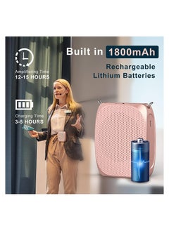 KASTWAVE Wireless Voice Amplifier, Portable Mini Voice Amplifier with Wired Microphone Headset Waistband, Supports MP3 Format Audio for Teachers, Singing, Coaches, Training, Presentation, Tour Guide  - Image 2
