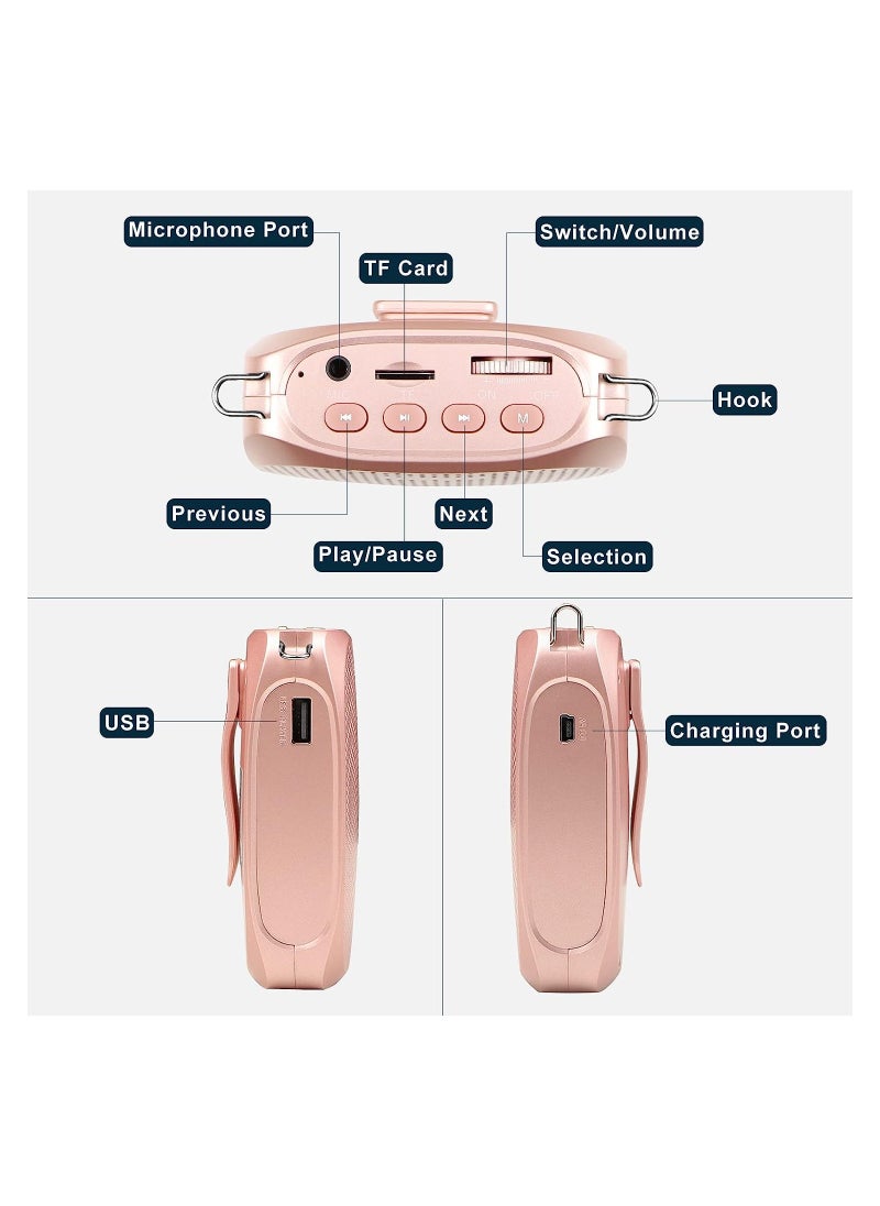 KASTWAVE - Wireless Voice Amplifier, Portable Mini Voice Amplifier with Wired Microphone Headset Waistband, Supports MP3 Format Audio for Teachers, Singing, Coaches, Training, Presentation, Tour Guide - Image 1