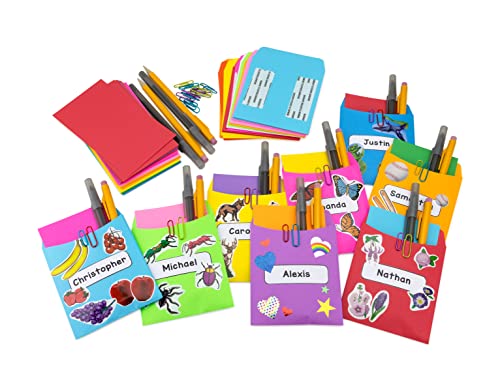Hygloss 30 Library Card Pockets 3.5x5 Inch - Non-Adhesive Pocket Envelopes - Orange - Classroom Envelope Pockets - Ideal for Organizing - Colorful Small Library Book Pocket - Image 3