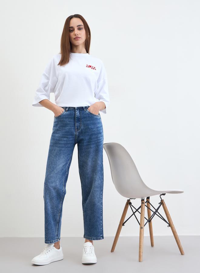 Styli Women Blue Relaxed Fit High Rise Jeans - Image 1