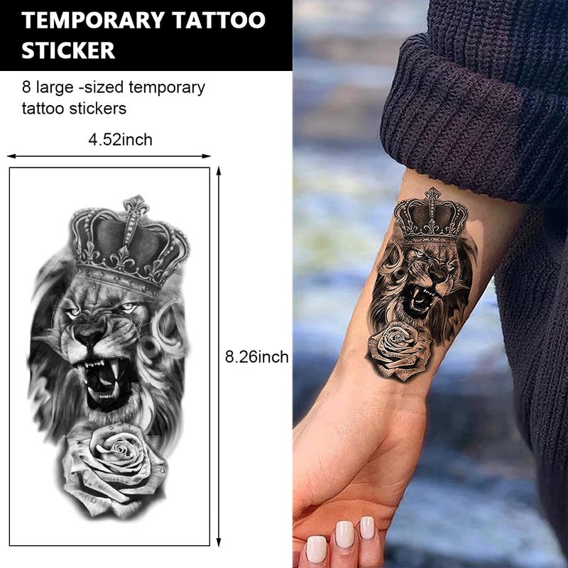 MAYCREATE 38 Sheets Temporary Tattoo Sticker For Men Black Tatto Sticker Beast on Arm Waterproof Large Tattoo Stickers Assorted Tatto Sticker - Image 2