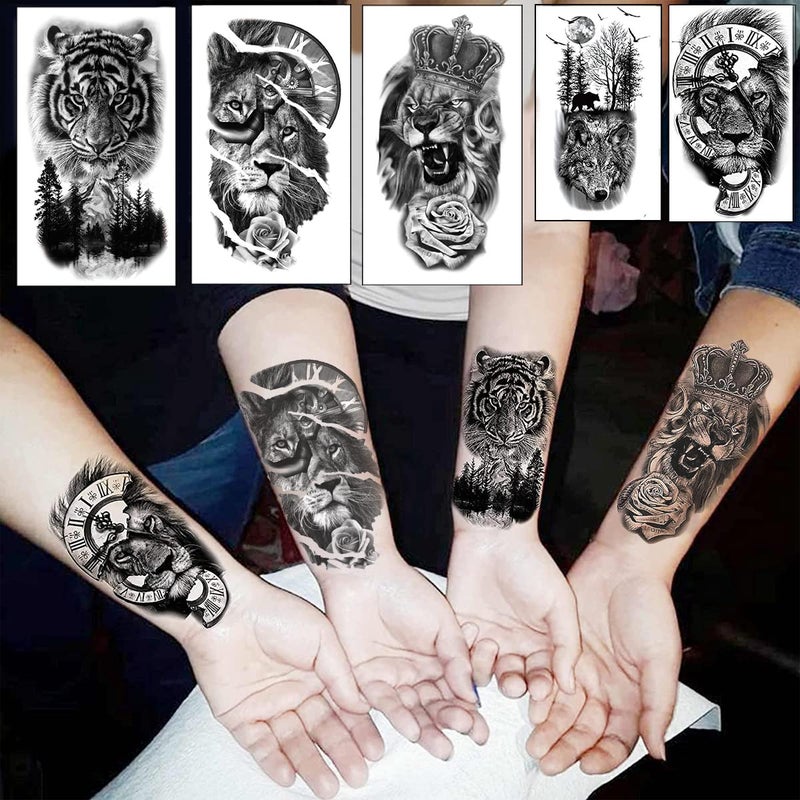 MAYCREATE 38 Sheets Temporary Tattoo Sticker For Men Black Tatto Sticker Beast on Arm Waterproof Large Tattoo Stickers Assorted Tatto Sticker - Image 4