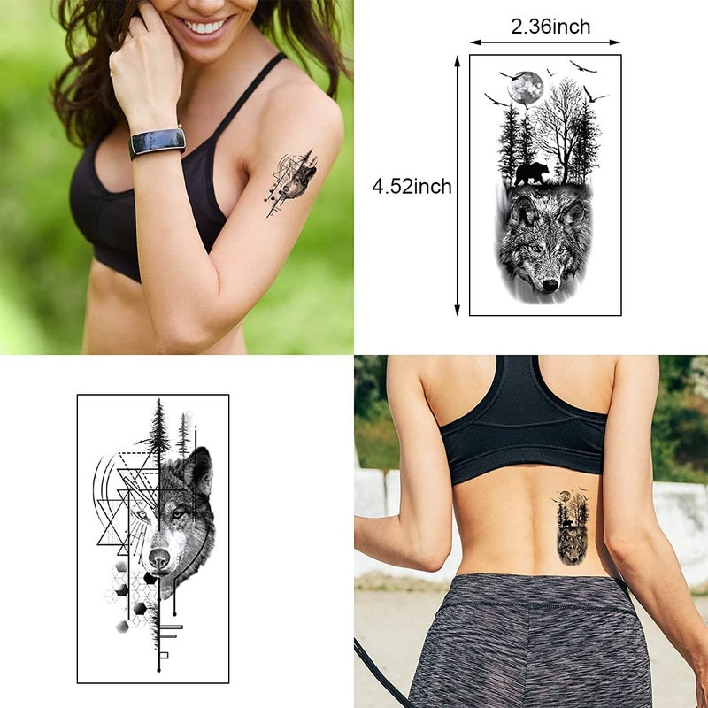 MAYCREATE 38 Sheets Temporary Tattoo Sticker For Men Black Tatto Sticker Beast on Arm Waterproof Large Tattoo Stickers Assorted Tatto Sticker - Image 3