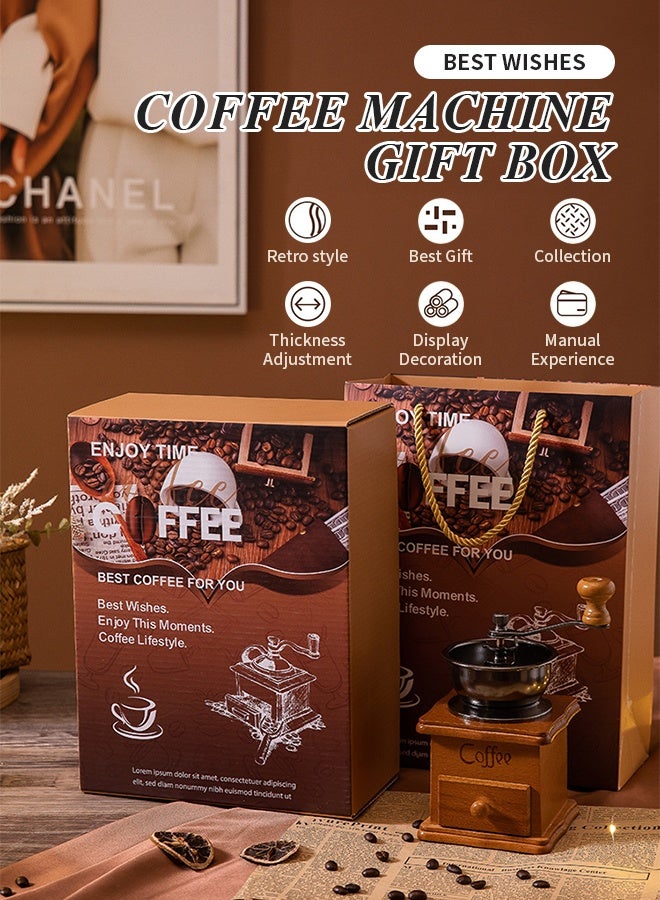 مجموعة سلة هدايا صانعة القهوة 8 في 1 مع صندوق هدايا، مجموعة مطحنة قهوة مع كوب قهوة من الفولاذ المقاوم للصدأ، مجموعة ملحقات تحضير القهوة يدويًا لمحبي القهوة، هدية عيد الميلاد والذكرى السنوية والعطلات - Image 2