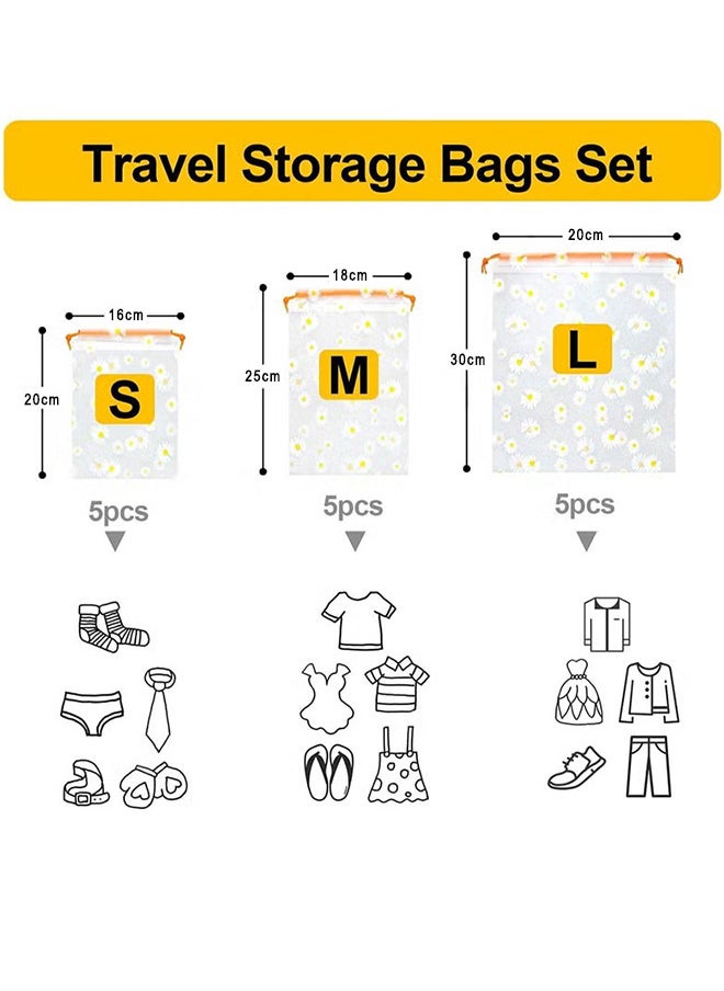 Depend 15PCS 3 Sizes Travel Shoe Bags, Waterproof Drawstring Storage Bags, Reusable Space Saver Storage Bag For Toys Shoe Clothes Towel, Plastic Portable Shoe Organizer Pouch  - Image 2
