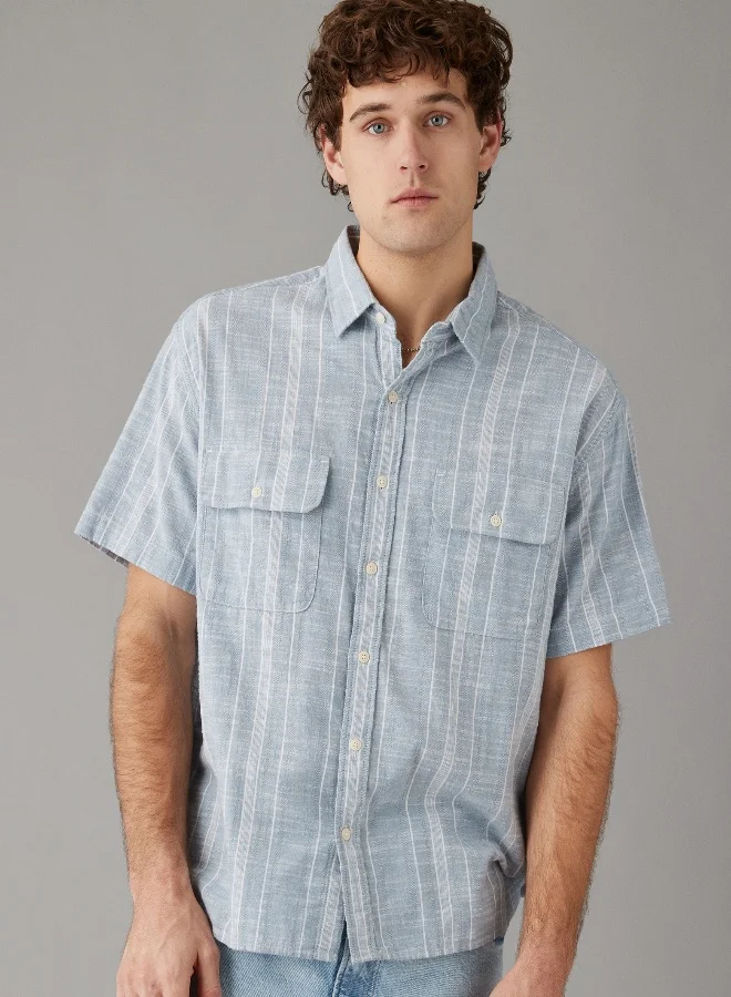 American Eagle AE Striped Button-Up Poolside Shirt