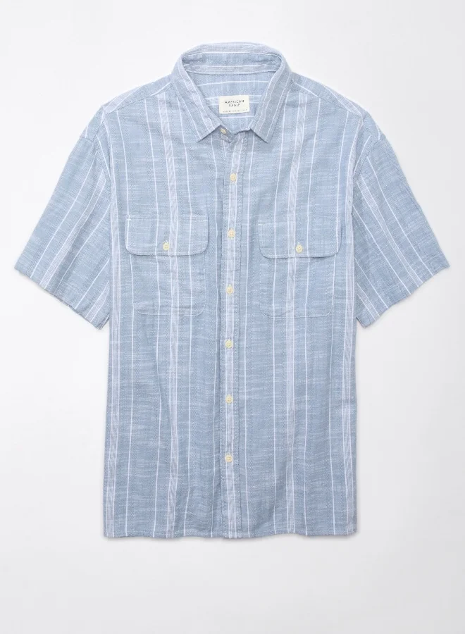 American Eagle AE Striped Button-Up Poolside Shirt