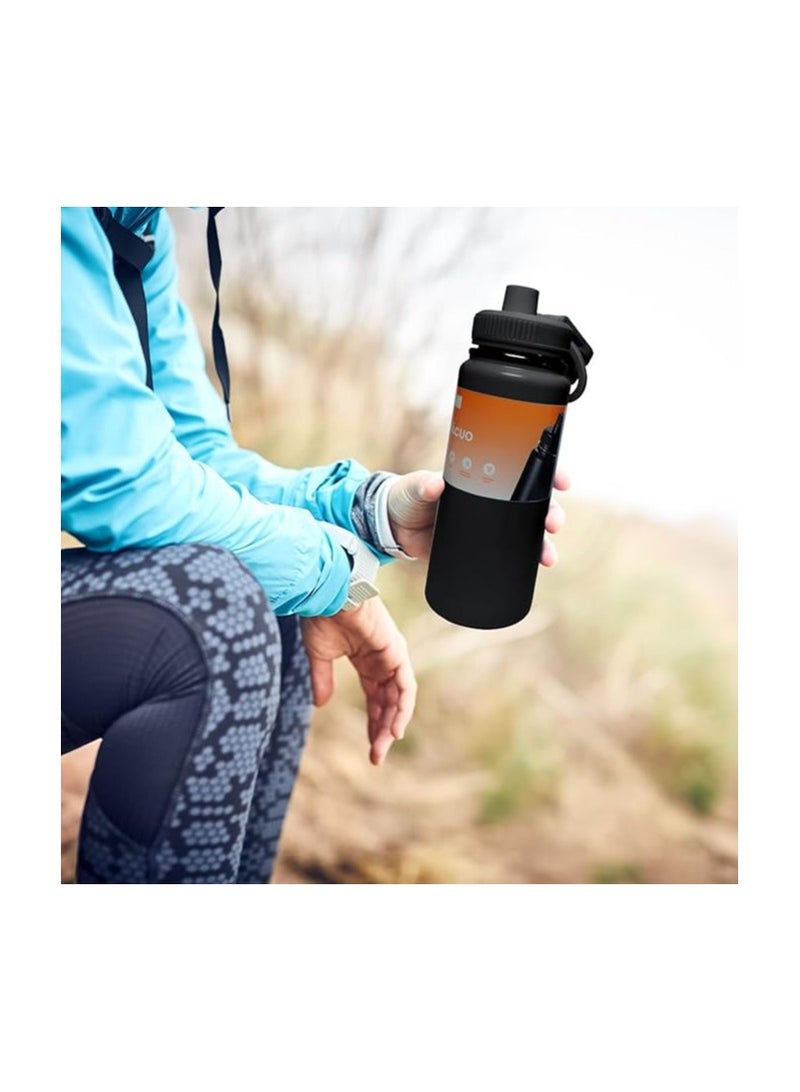 Stainless Steel Water Bottle, 600ml Double Walled Insulated Water Bottle Leak proof Wide Mouth Straw Lid, Sports Water Bottle For Indoor and Outdoor Activities  - Image 2