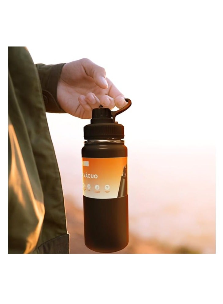 Stainless Steel Water Bottle, 600ml Double Walled Insulated Water Bottle Leak proof Wide Mouth Straw Lid, Sports Water Bottle For Indoor and Outdoor Activities  - Image 3