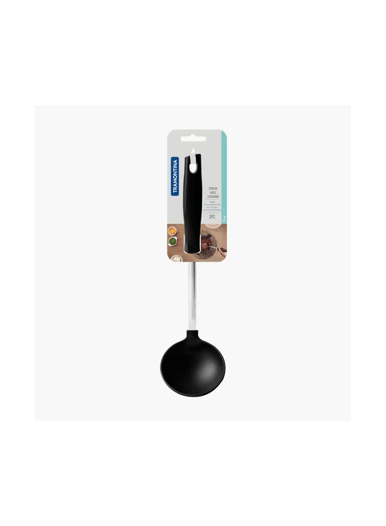 TRAMONTINA Tramontina Easy Black Nylon Ladle with Stainless Steel Shank and Black Polypropylene Handle