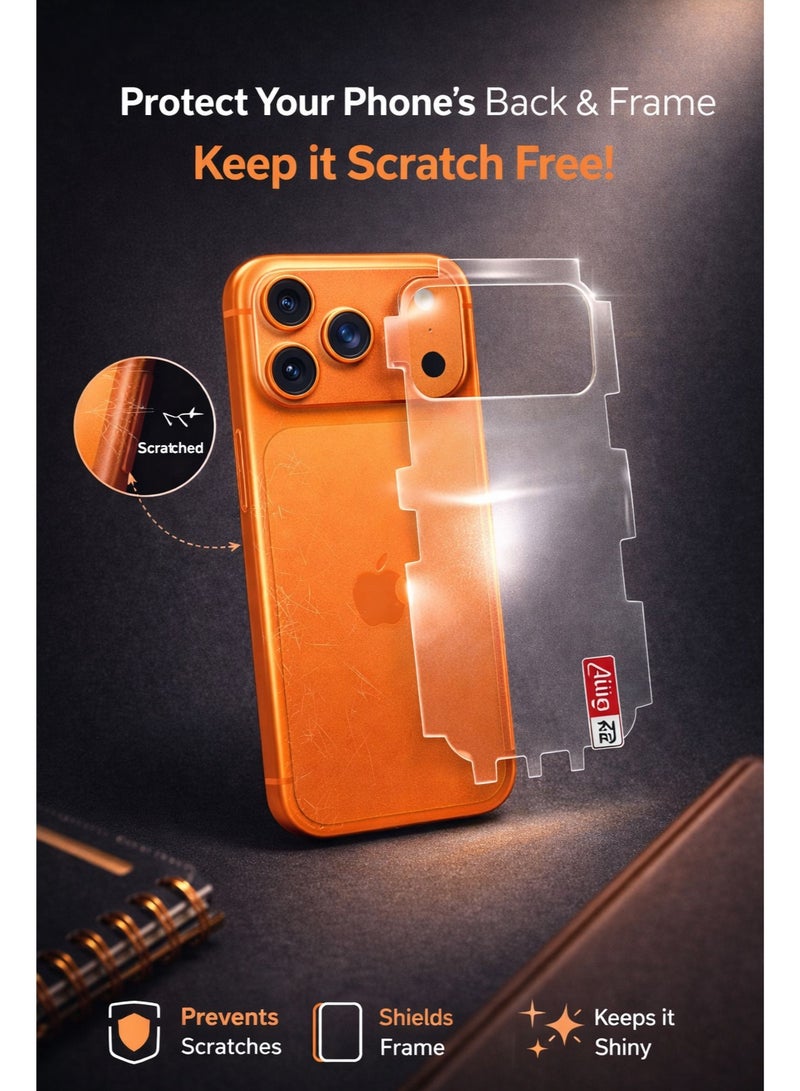 Back & Frame Protector for iPhone 17 Pro Max – Full Protection Against Scratches and Scuffs with a Smooth Feel that Preserves the Phone’s Original Look. - Image 1