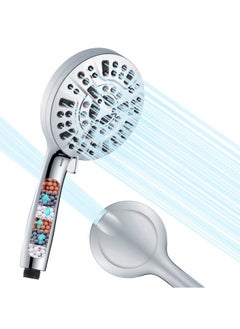Shower Head with Filter Anti-clog Nozzles, High Pressure, 10 Spray Modes, Water Softener Remove Chlorine，Built-in Power Wash to Clean Tub, Tile & Pets