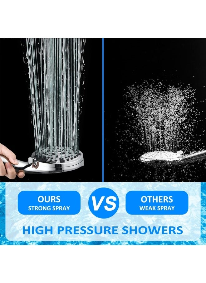 GGEROU - Shower Head with Filter Anti-clog Nozzles, High Pressure, 10 Spray Modes, Water Softener Remove Chlorine，Built-in Power Wash to Clean Tub, Tile & Pets - Image 1
