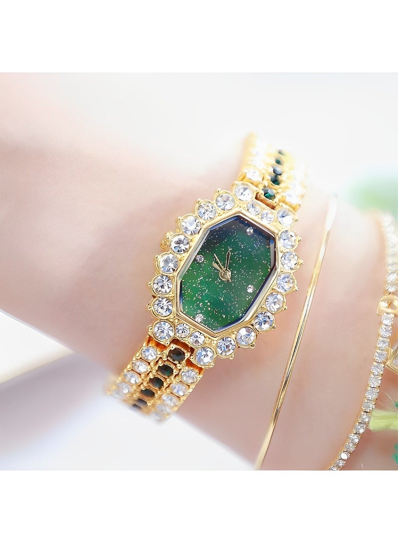 ريوكل ساعة كوارتز نسائية بحزام من الألماس ومينا مرصعة بالنجوم وسوار من الكريستال الفاخر ساعات يد للسيدات - Image 5