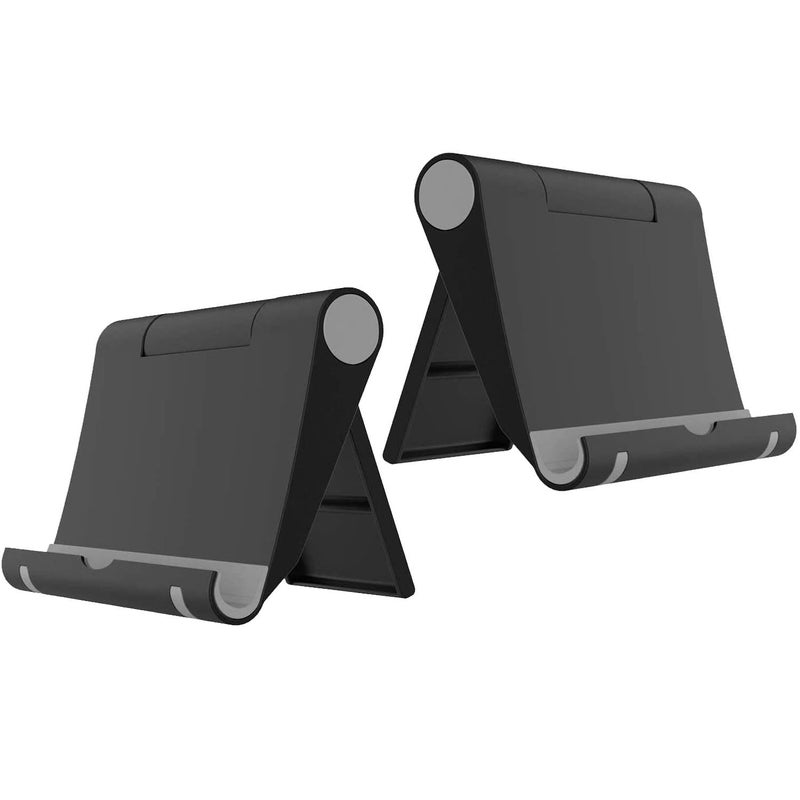 VOVIGGOL 2 Pack Cell Phone Stand for Desk Foldable Cell Phone Holder Mobile Stand Phone Dock Adjustable Tablet Stand Holder Compatible with iPhone 16 15 14 13 12 11 Pro Max iPad Samsung Black - Image 3