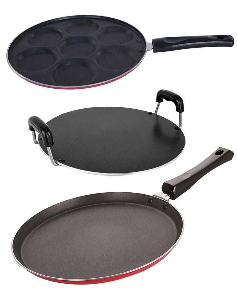 Nirlon Non-Stick Aluminium 3 Piece Gas Compatible Cookware Utencil Combo Set - Image 5