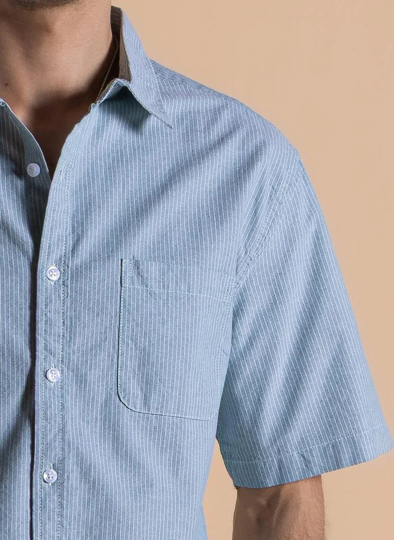 SHAPES STRIPED SLIM COTTON SHIRT