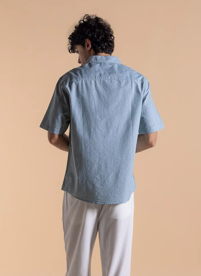 SHAPES STRIPED SLIM COTTON SHIRT