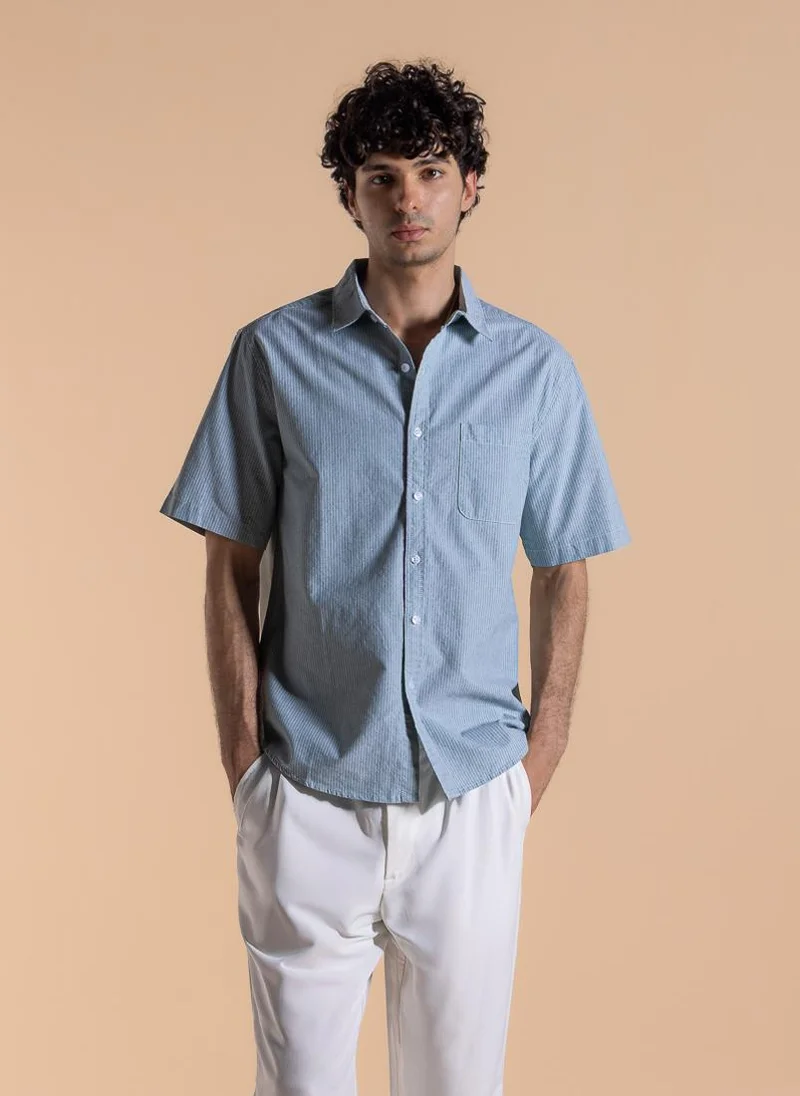 SHAPES STRIPED SLIM COTTON SHIRT