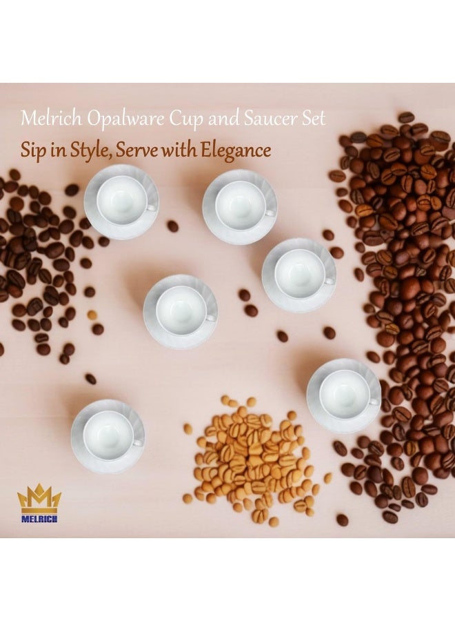 Melrich طقم عشاء أوبال وير من ميلريتش مكون من 50 قطعة 6 أطباق عشاء 6 أطباق حلوى 6 أطباق حساء 6 أوعية 6 أكواب 6 صحون 6 ملاعق حساء 2 شاكر 2 مغرفة كاري 2 وعاء كاري 1 طبق تقديم 1 وعاء تقديم - Image 4