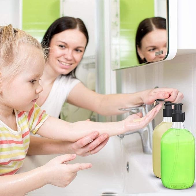 LEIAZ leiaz Clear Plastic Soap Dispenser with Rust Proof Pump Waterproof Labels Refillable Lotion Soap Shampoo Bottles Dispenser Containers with Pump Multipurpose for Kitchen Bathroom500ML Pack of 2  - Image 4