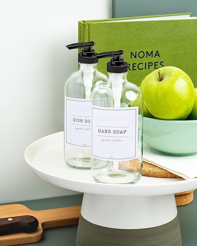 LEIAZ leiaz Clear Plastic Soap Dispenser with Rust Proof Pump Waterproof Labels Refillable Lotion Soap Shampoo Bottles Dispenser Containers with Pump Multipurpose for Kitchen Bathroom500ML Pack of 2  - Image 2