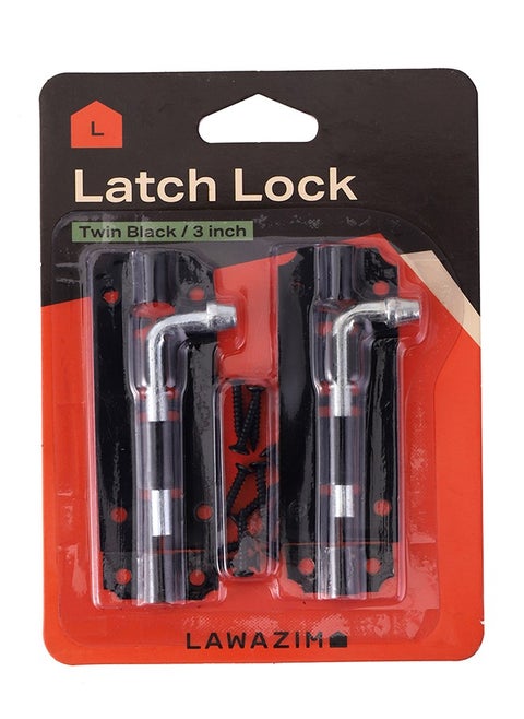 Twin Black Latch Lock - Corrosion Resistant Secure Privacy Locking and Easy to Install Sliding Latch with Mounting Screws - for Gates, Cabins, Sheds, Barns, Cabinets, Doors, and Drawers