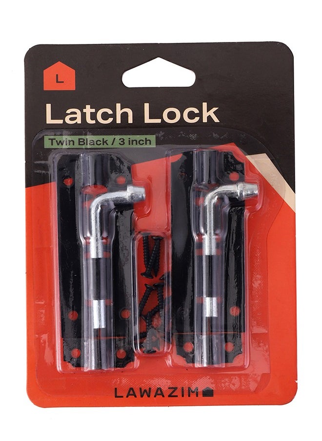 LAWAZIM Twin Black Latch Lock - Corrosion Resistant Secure Privacy Locking and Easy to Install Sliding Latch with Mounting Screws - for Gates, Cabins, Sheds, Barns, Cabinets, Doors, and Drawers  - Image 1