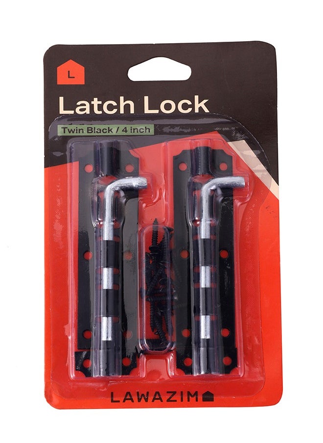LAWAZIM Twin Black Latch Lock - Corrosion Resistant Secure Privacy Locking and Easy to Install Sliding Latch with Mounting Screws - for Gates, Cabins, Sheds, Barns, Cabinets, Doors, and Drawers  - Image 2