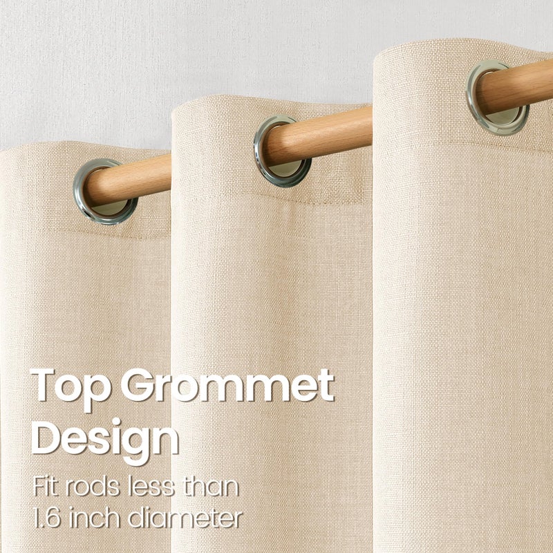 BGment الستائر المليئة 63 بوصة طول 2 لوحات لغرفة نوم جروميت الكتان السميك مظهر الخيش مرشح مصباح الفلتر الستائر نافذة الخصوصية لغرفة المعيشة مزرعة 42 × 63 بوصة فاتحة البيج - Image 5