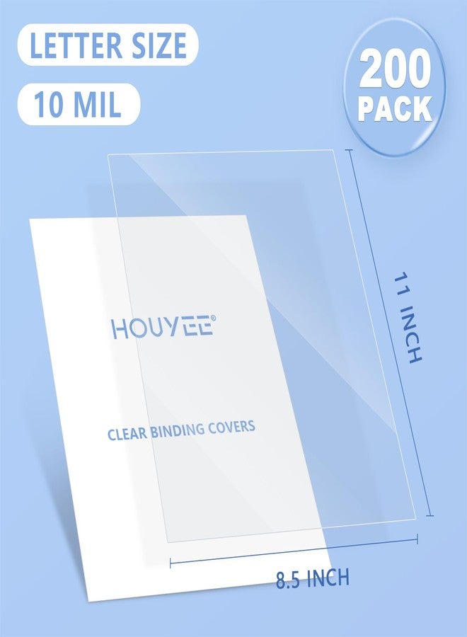 HOUYEE 200 Pack 10 Mil PVC Binding Presentation Covers, Clear Report Cover Sheets for Binding, Square Corner, 8.5 x11 Inches, Letter Size - Image 2