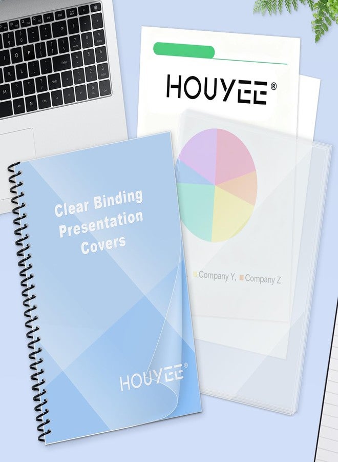 HOUYEE 200 Pack 10 Mil PVC Binding Presentation Covers, Clear Report Cover Sheets for Binding, Square Corner, 8.5 x11 Inches, Letter Size - Image 4