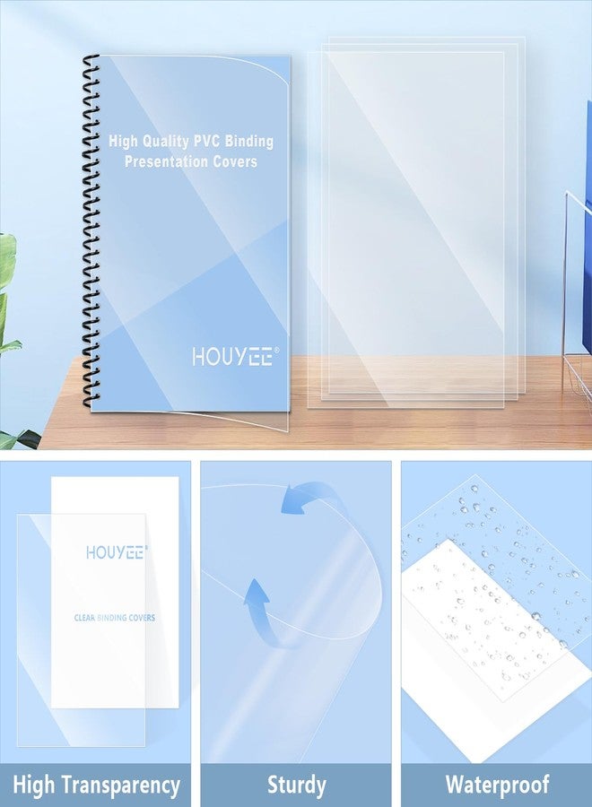 HOUYEE 200 Pack 10 Mil PVC Binding Presentation Covers, Clear Report Cover Sheets for Binding, Square Corner, 8.5 x11 Inches, Letter Size - Image 3
